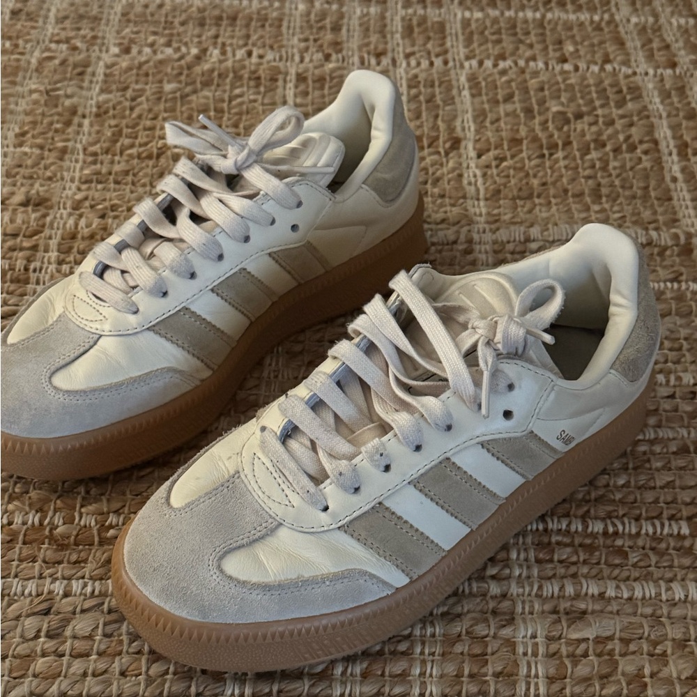Adidas Cream and Gray Sneakers with Gum Soles